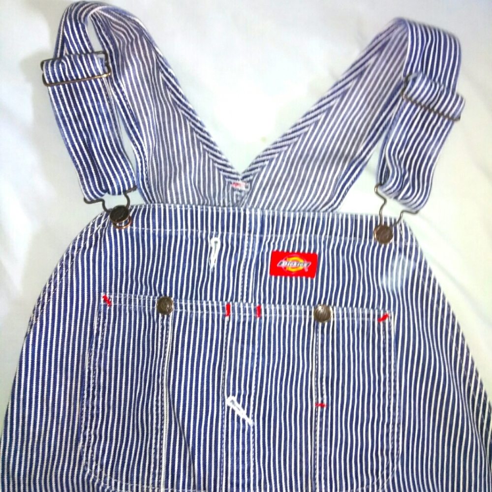 Men's Dickies Stripped Bibs. Like new, little clorax maybe first wash